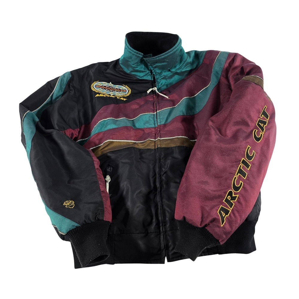 Vintage Arcticwear Arctic Cat Catillac Snowmobile Jacket Mens M Black 4951-122
